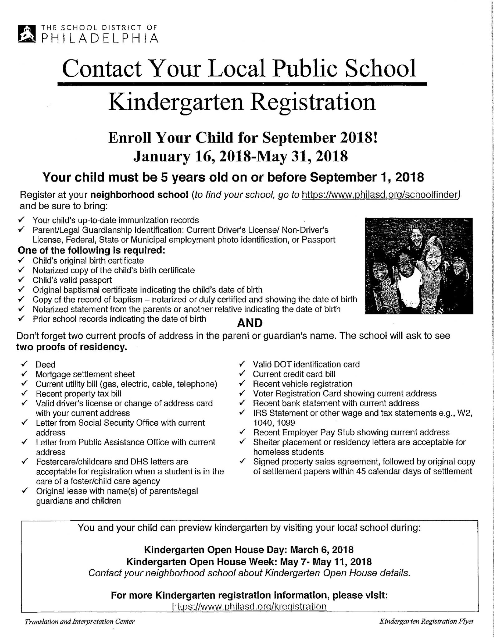 Kindergarten Registration – Fox Chase School